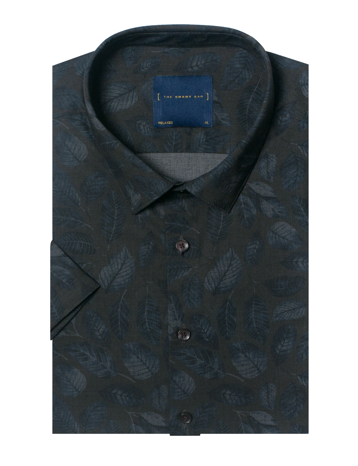 Brown Leaf Print Eco-ol Bamboo Stretch Relaxed Fit Short Sleeve Shirt