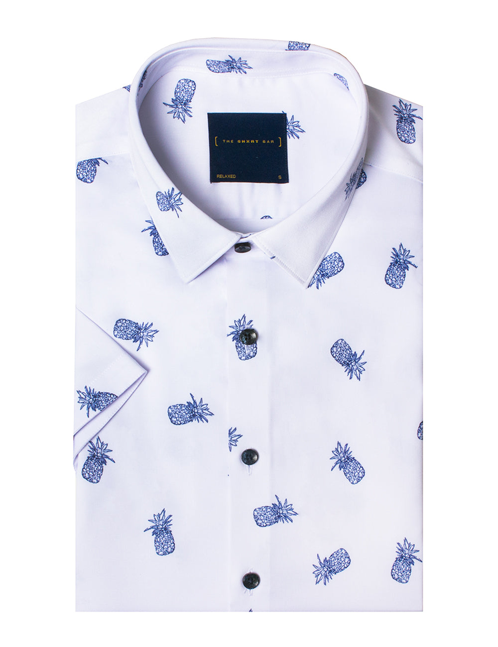 Colourful Pineapple Print Eco-ol Bamboo Short Sleeve Relaxed Fit Shirt