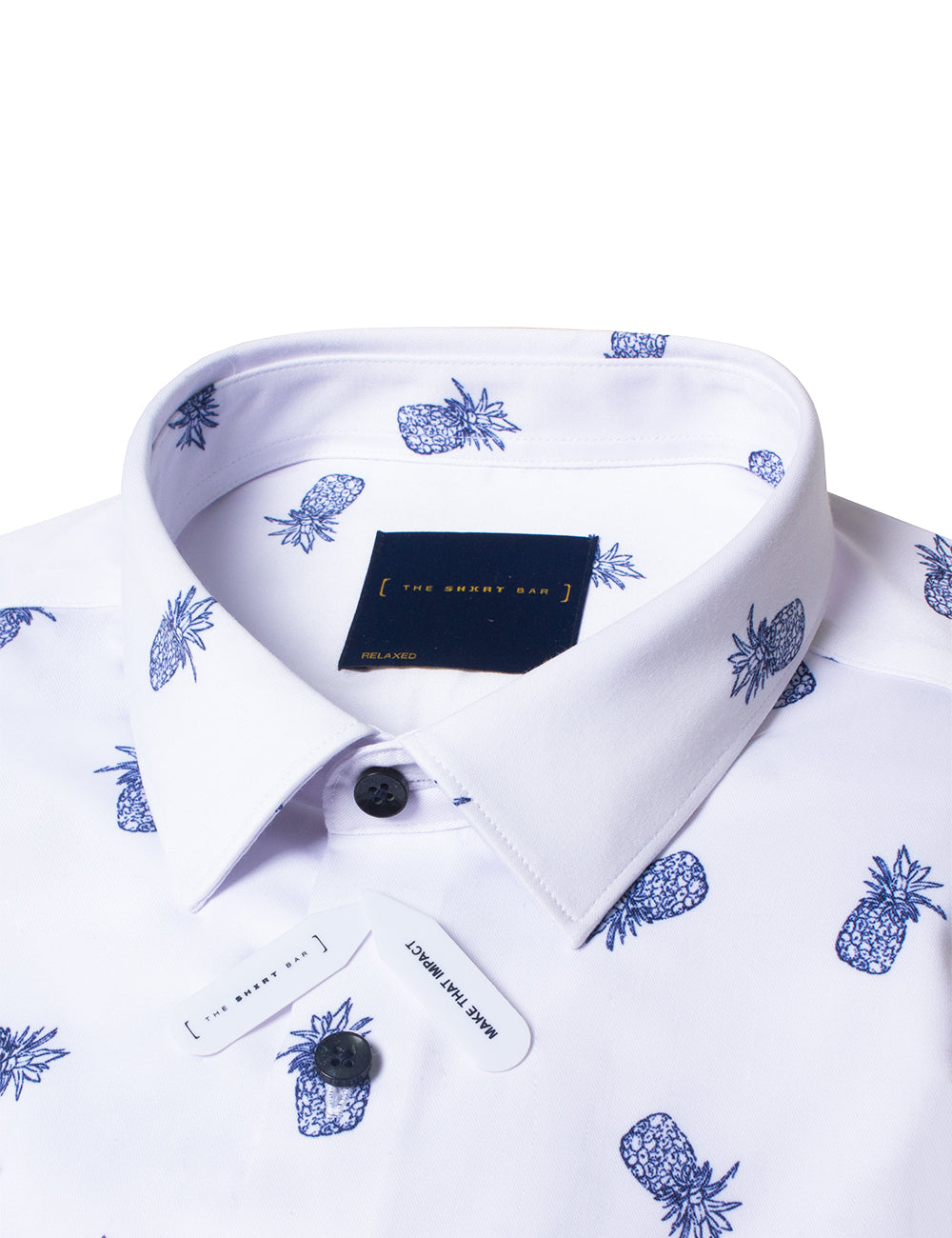 Colourful Pineapple Print Eco-ol Bamboo Short Sleeve Relaxed Fit Shirt