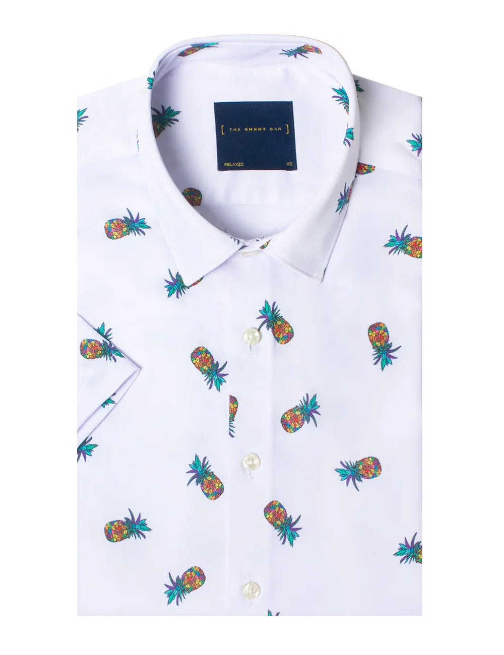 Colourful Pineapple Print Eco-ol Bamboo Short Sleeve Relaxed Fit Shirt — The Shirt Bar
