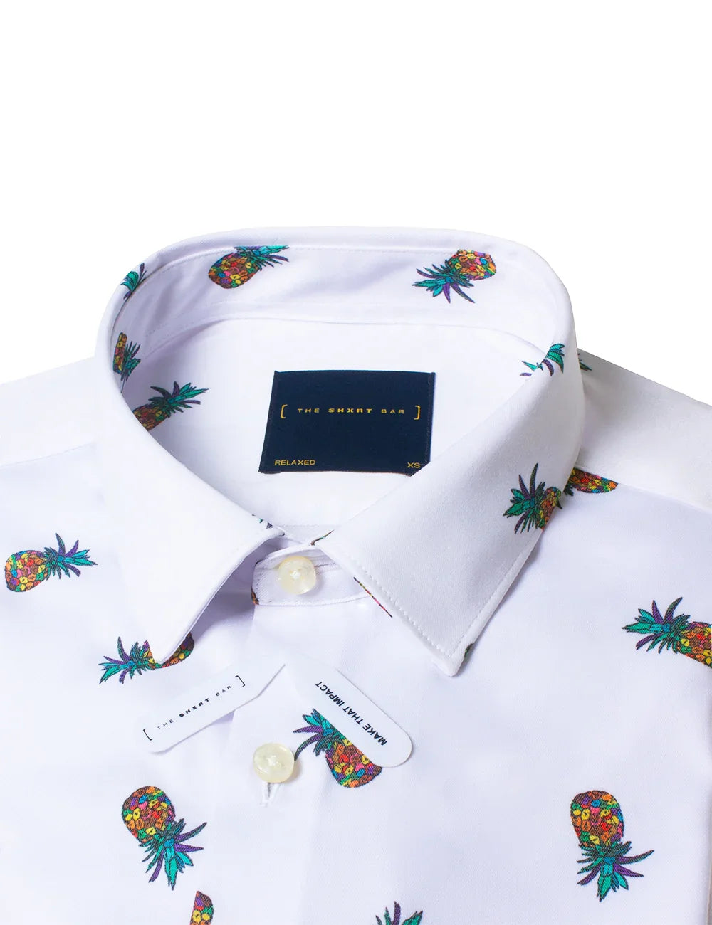 Colourful Pineapple Print Eco-ol Bamboo Short Sleeve Relaxed Fit Shirt — The Shirt Bar