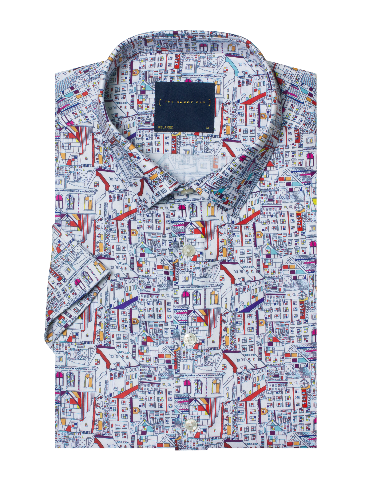 Urban City Print Silky Finish Relaxed Fit Short Sleeve Shirt