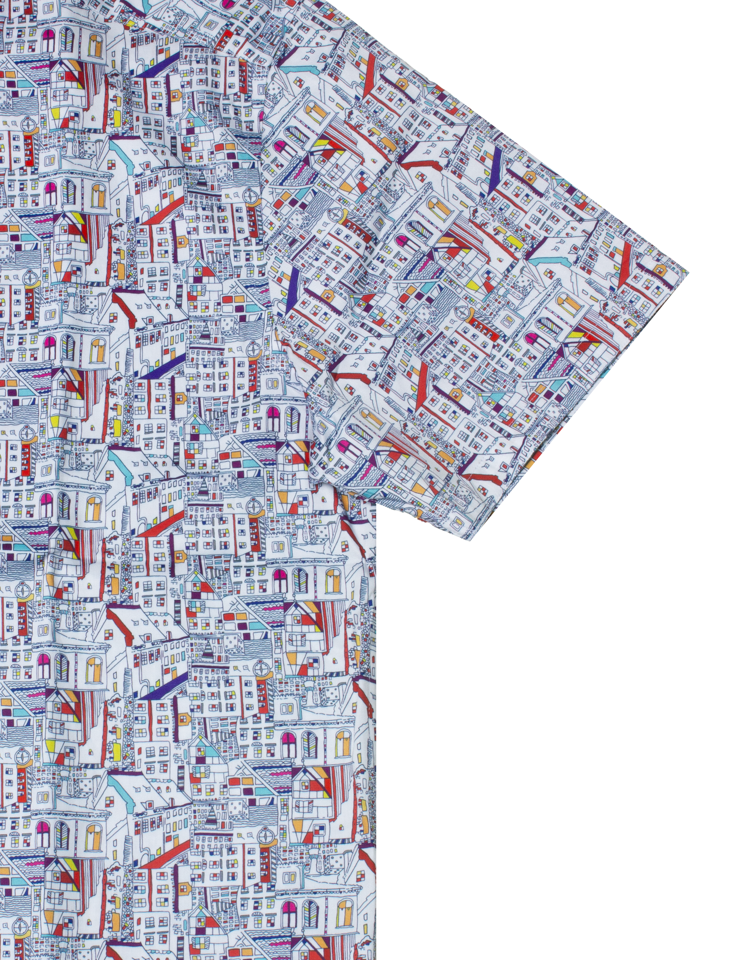 Urban City Print Silky Finish Relaxed Fit Short Sleeve Shirt