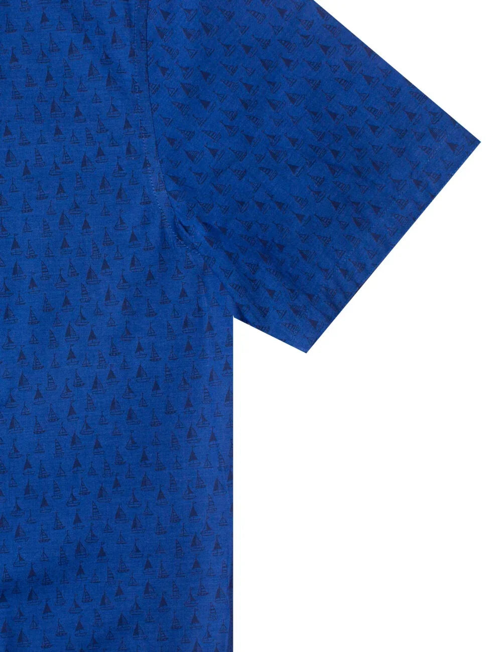 Navy Blue with Black Sail Boat Print Relaxed Fit Short Sleeve Shirt — The Shirt Bar