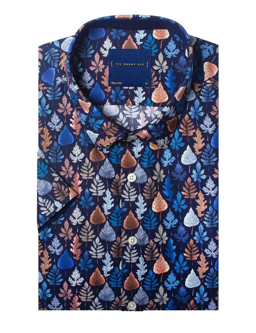 Leaf Print Italian Fabric Silky Finish Relaxed Fit Short Sleeve Shirt