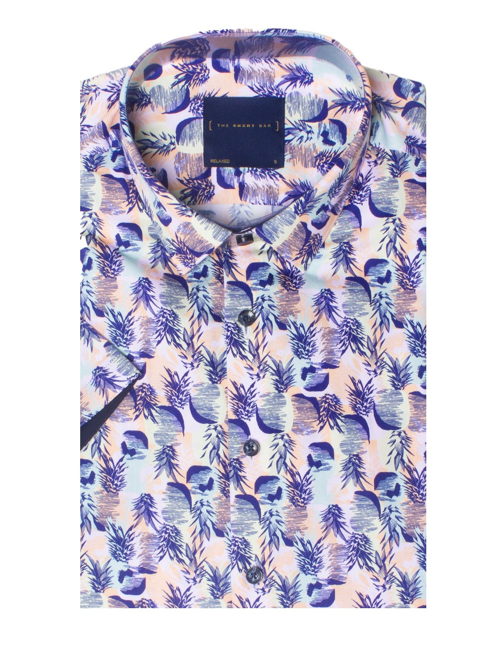 Yellow Pineapple Print Silky Finish Short Sleeve Relaxed Fit Shirt