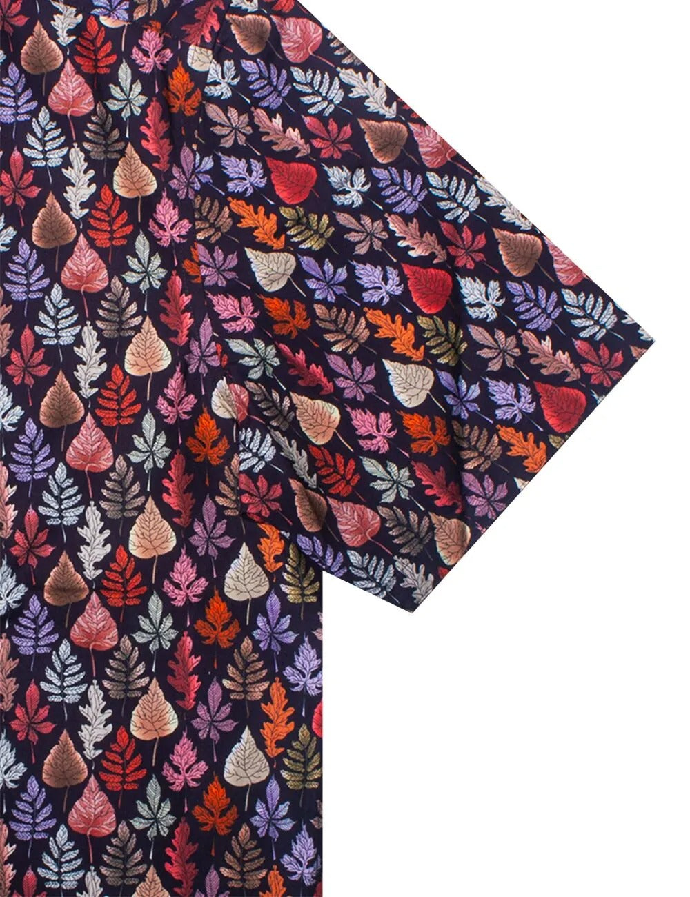 Leaf Print Italian Fabric Silky Finish Relaxed Fit Short Sleeve Shirt
