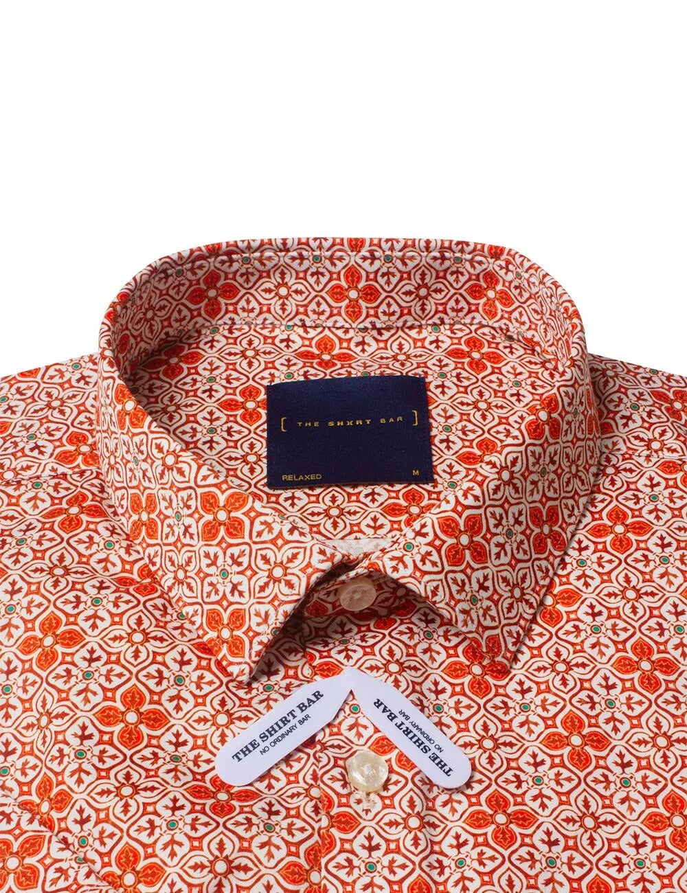 Orange Damask Floral Digital Print With Silky Finish Custom / Relaxed Fit Short Sleeve Shirt — The Shirt Bar