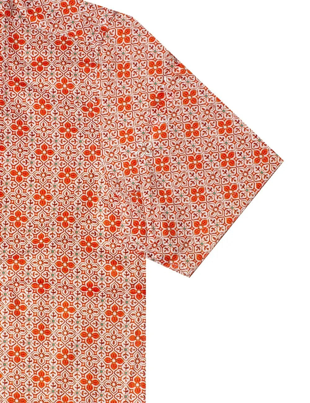 Orange Damask Floral Digital Print With Silky Finish Custom / Relaxed Fit Short Sleeve Shirt — The Shirt Bar