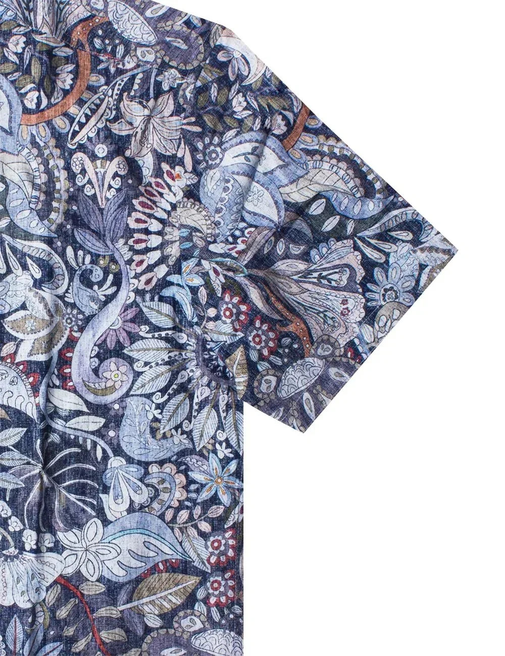 Navy Blue Paisley Print Italian Fabric Silky Finish Short Sleeve Relaxed Fit Shirt — The Shirt Bar