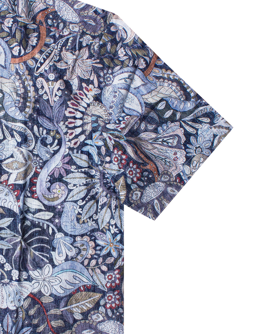 Navy Blue Paisley Print Italian Fabric Silky Finish Short Sleeve Relaxed Fit Shirt