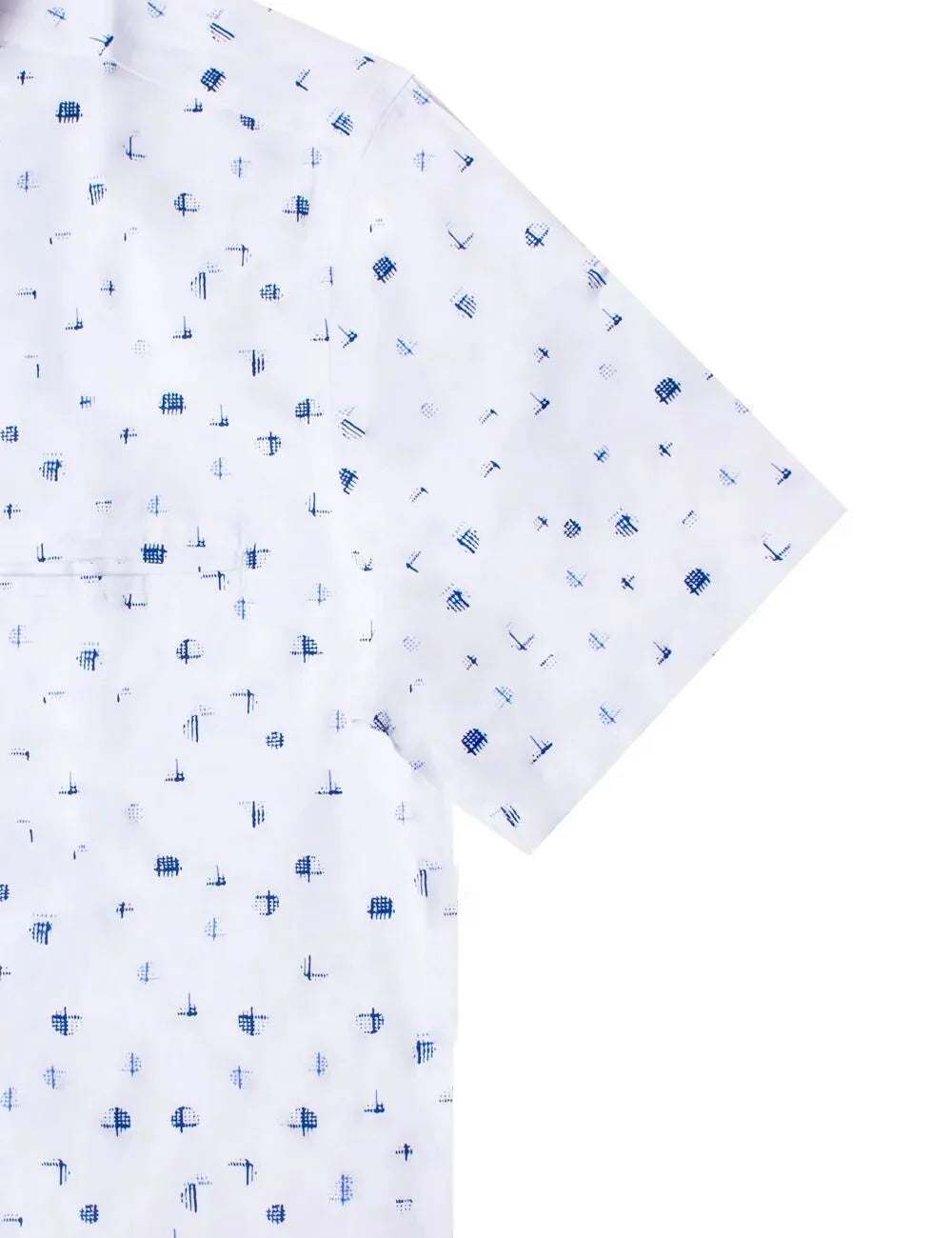 White with Blue Print Eco-ol Bamboo Short Sleeve Relaxed Fit Shirt — The Shirt Bar