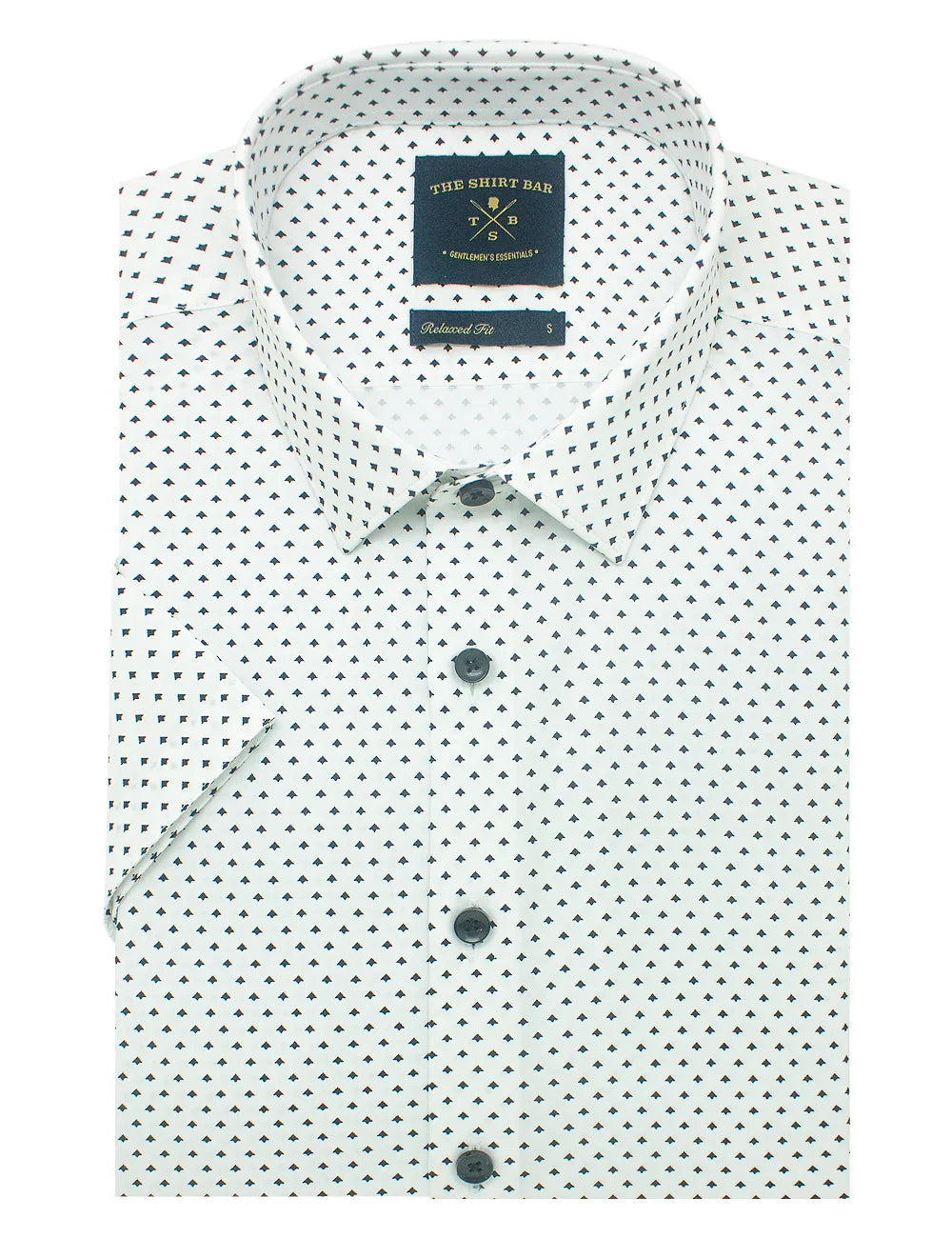 White with Black Arrow Print Eco-ol Bamboo Relaxed Fit Short Sleeve Shirt — The Shirt Bar