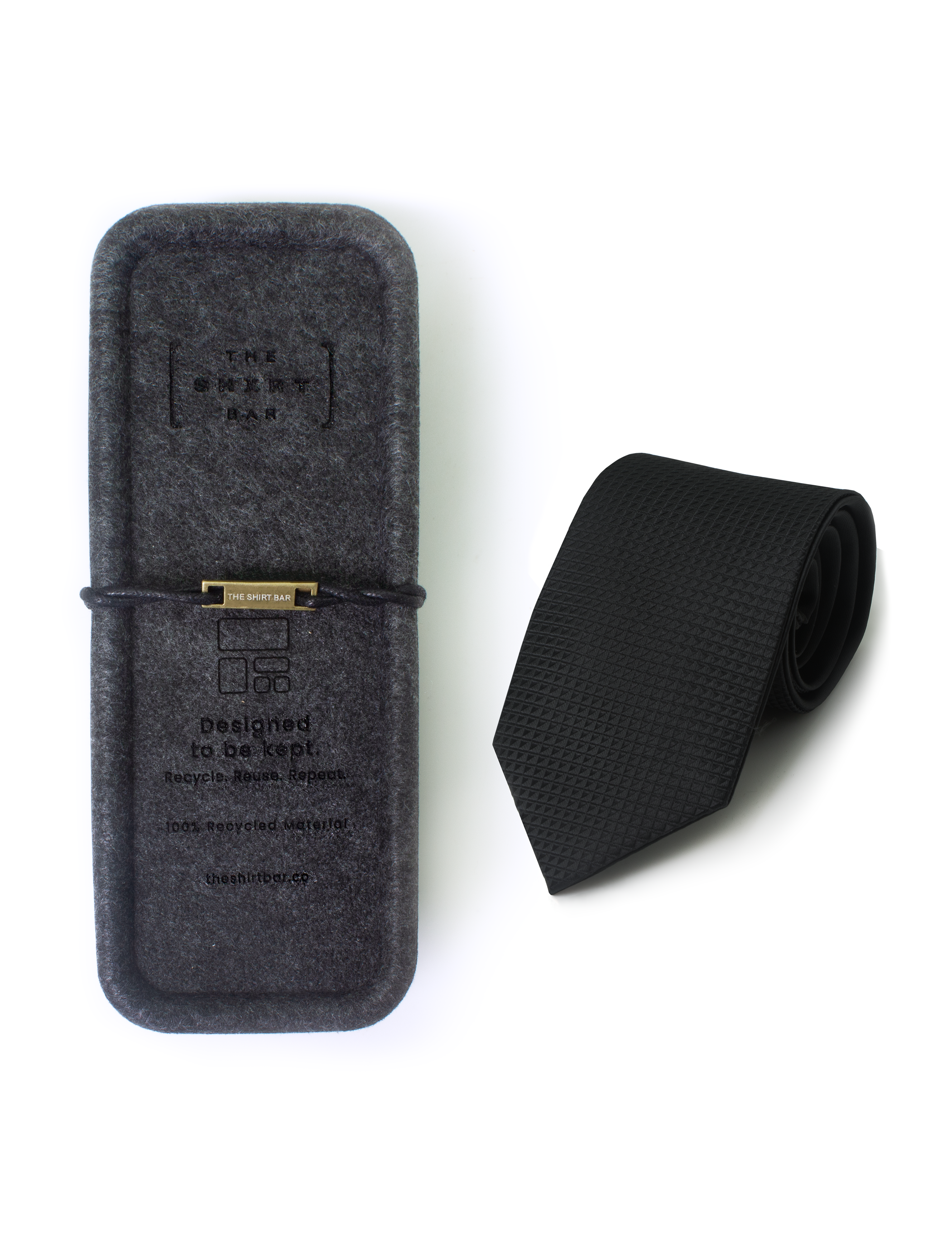 Black Checks Spill Resist Woven Reversible Necktie