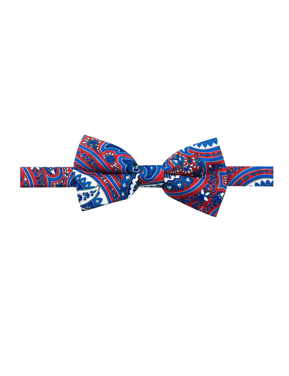 Red with Blue Paisley Print Woven Bowtie