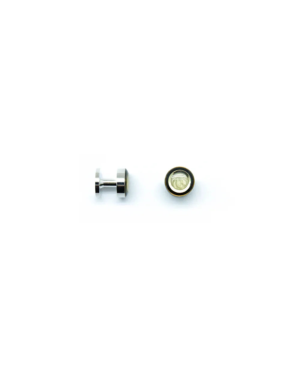 Yellow Swirl with Black Circle Enamel in Silver Tuxedo Studs Set — The Shirt Bar