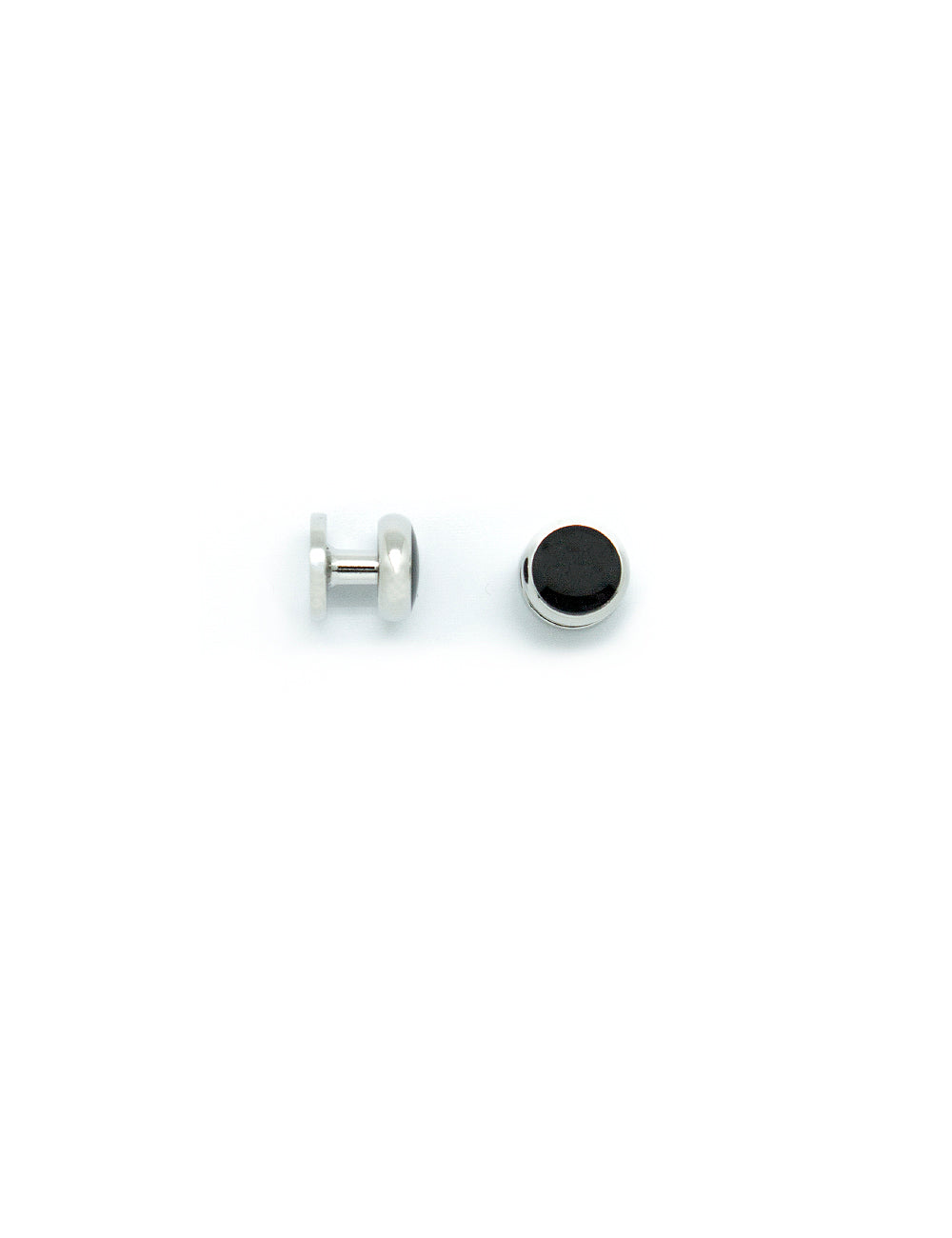 Black Enamel in Silver Tuxedo Studs Set