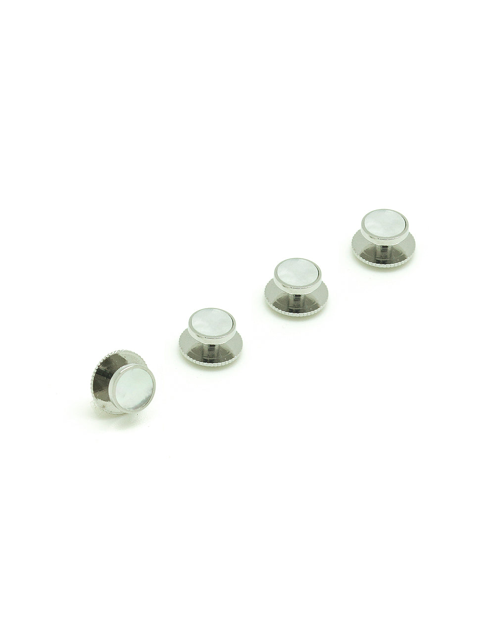 White Pearl in Silver Tuxedo Studs Set