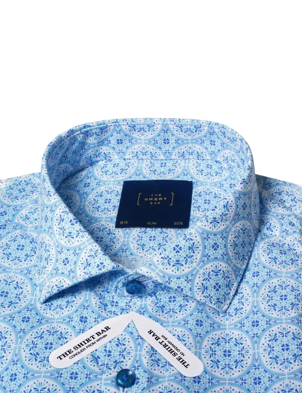 Blue Peranakan Print Slim Fit Shirt — The Shirt Bar