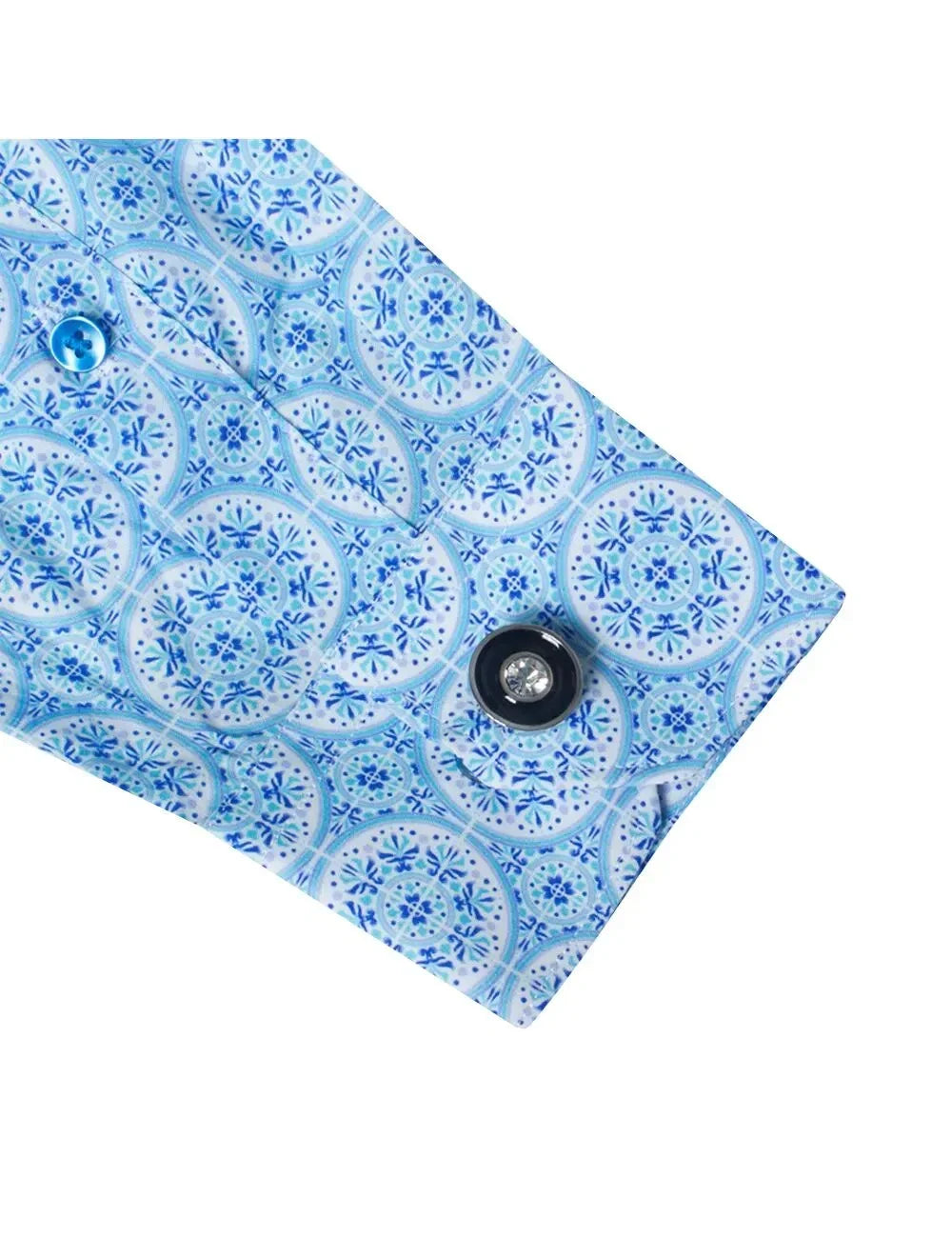 Blue Peranakan Print Slim Fit Shirt — The Shirt Bar