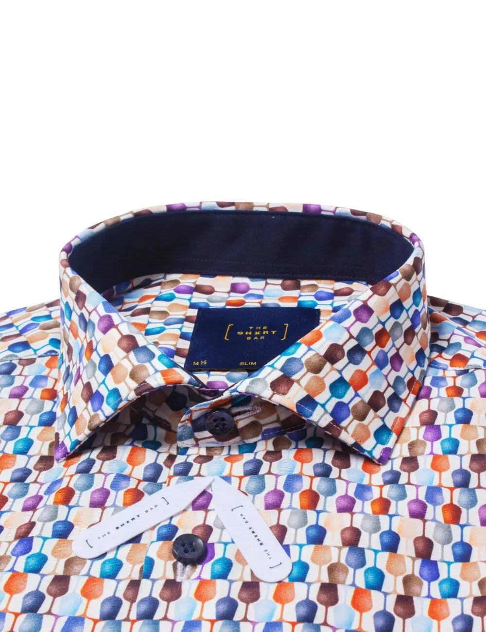 Blue Wine Glass Print Italian Fabric Slim Fit Silky Finish Shirt — The Shirt Bar
