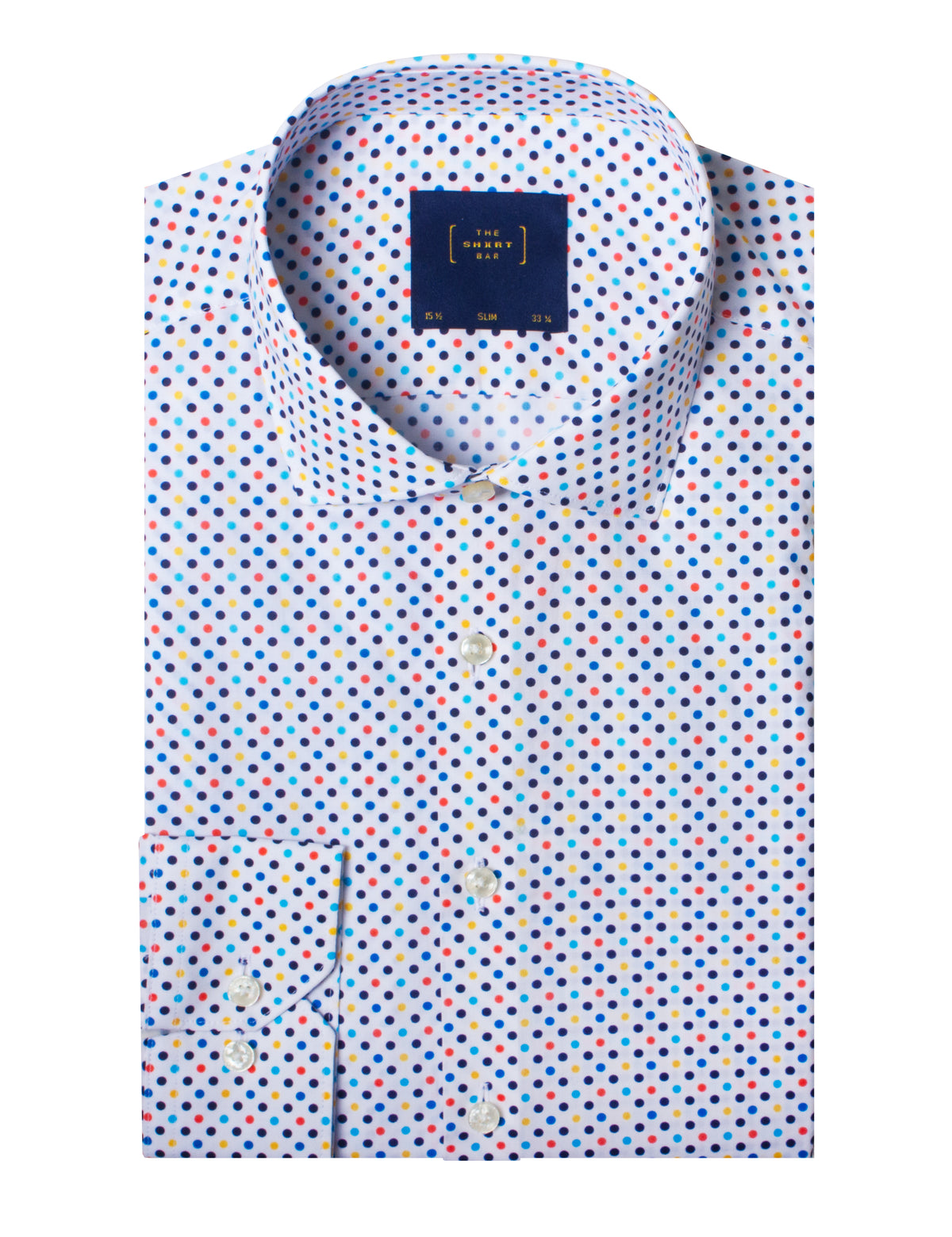 White Polka Dots Print Slim Fit Silky Finish Shirt
