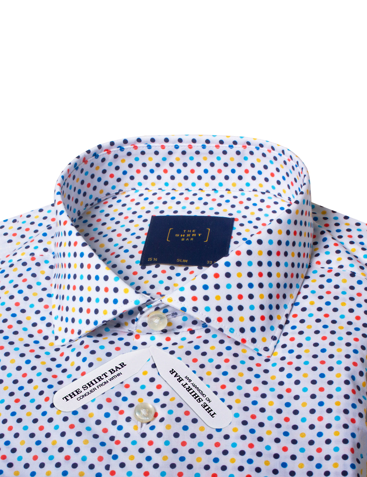 White Polka Dots Print Slim Fit Silky Finish Shirt