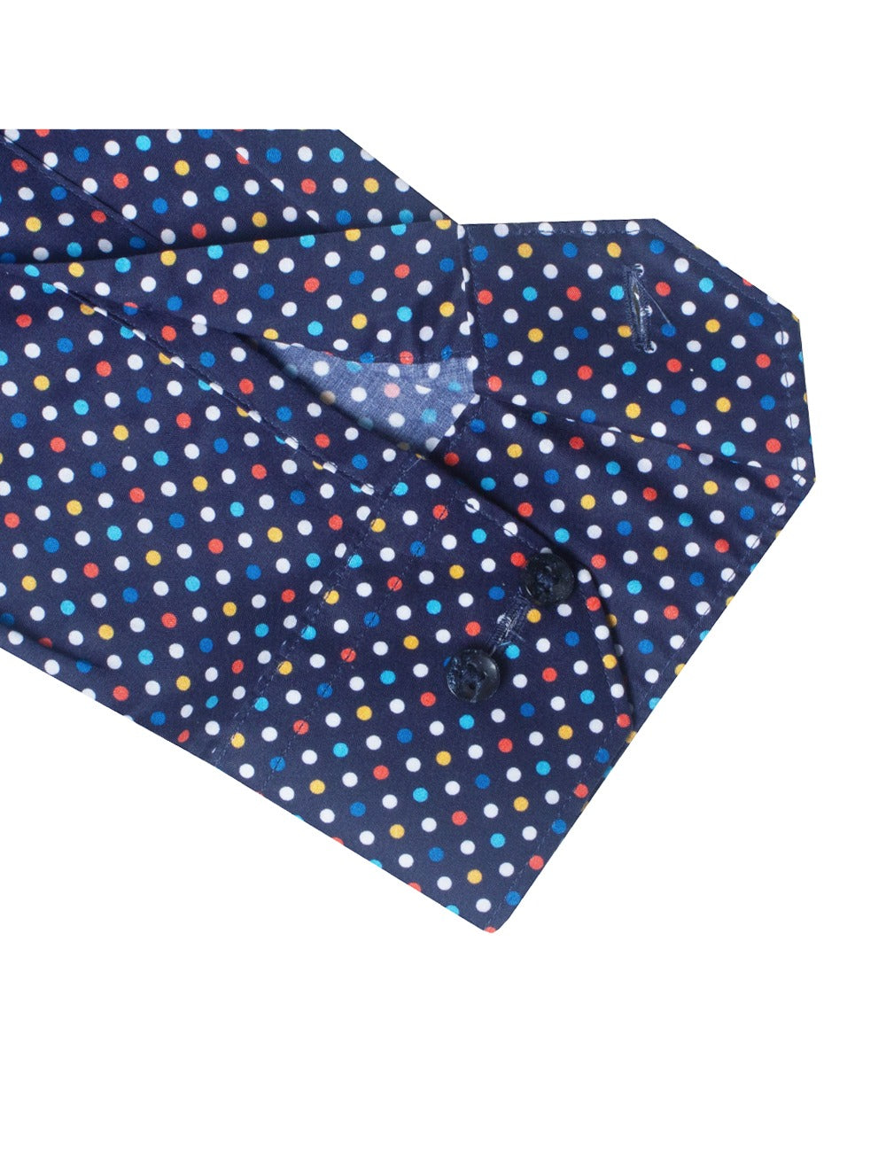 Navy Polka Dots Print Slim Fit Silky Finish Shirt