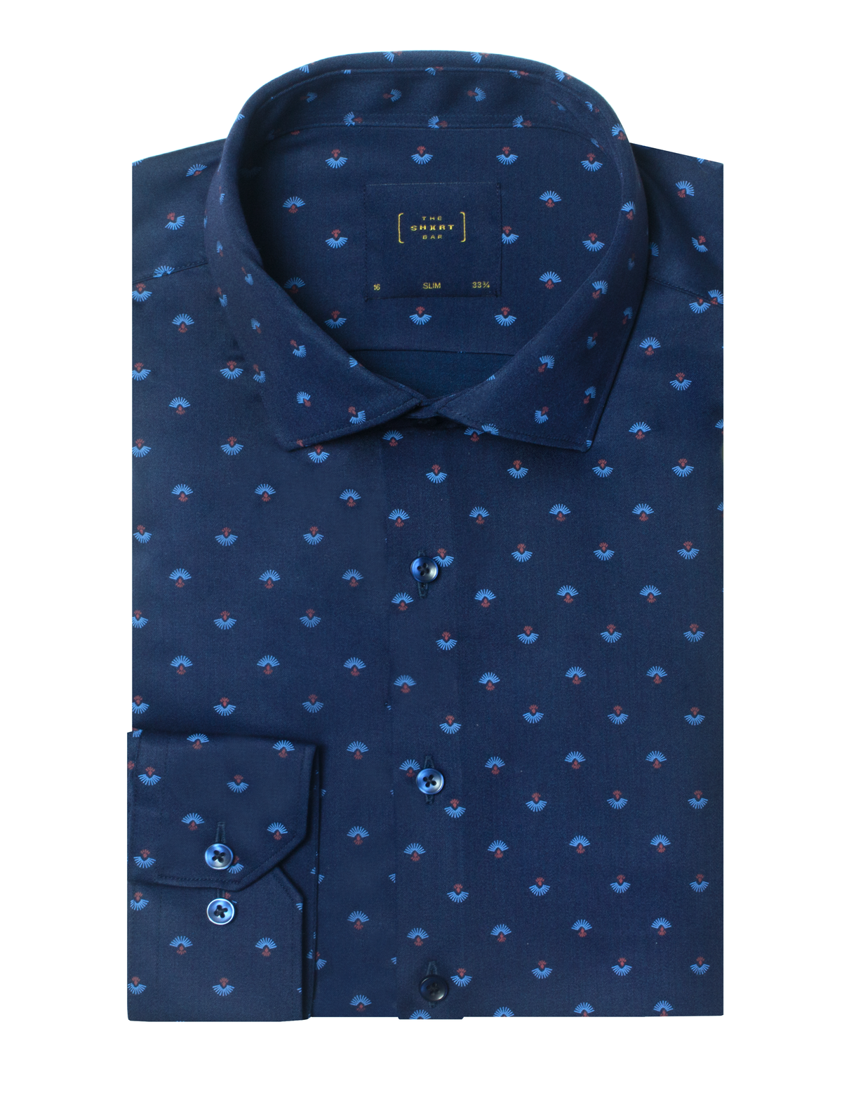 Blue Motif Print Eco-ol Bamboo Slim Fit Shirt