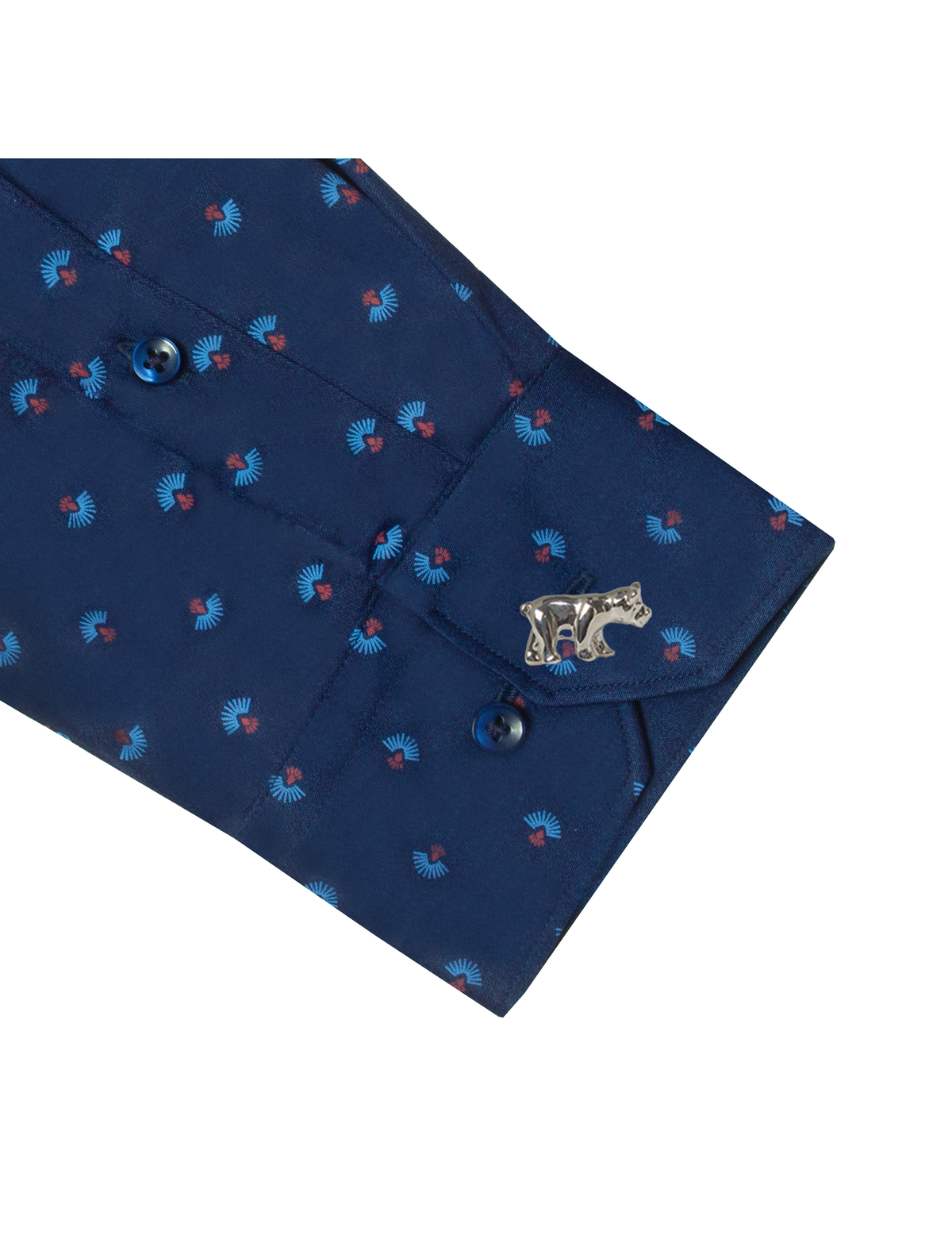 Blue Motif Print Eco-ol Bamboo Slim Fit Shirt