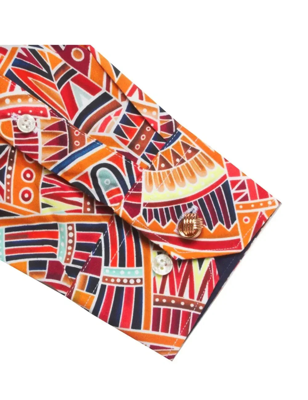 Orange Geometric Print Italian Fabric Silky Finish Slim Fit Shirt — The Shirt Bar
