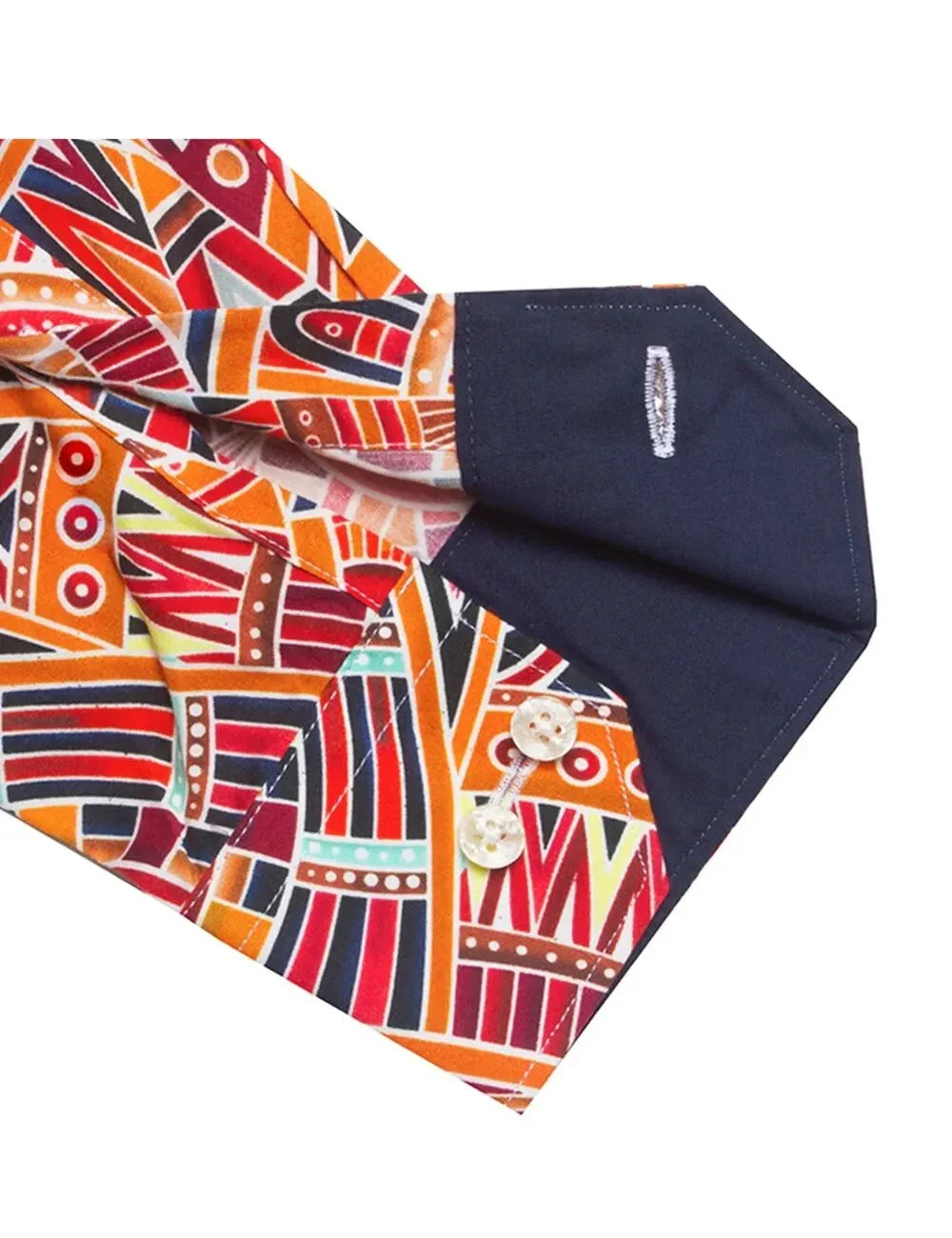Orange Geometric Print Italian Fabric Silky Finish Slim Fit Shirt — The Shirt Bar