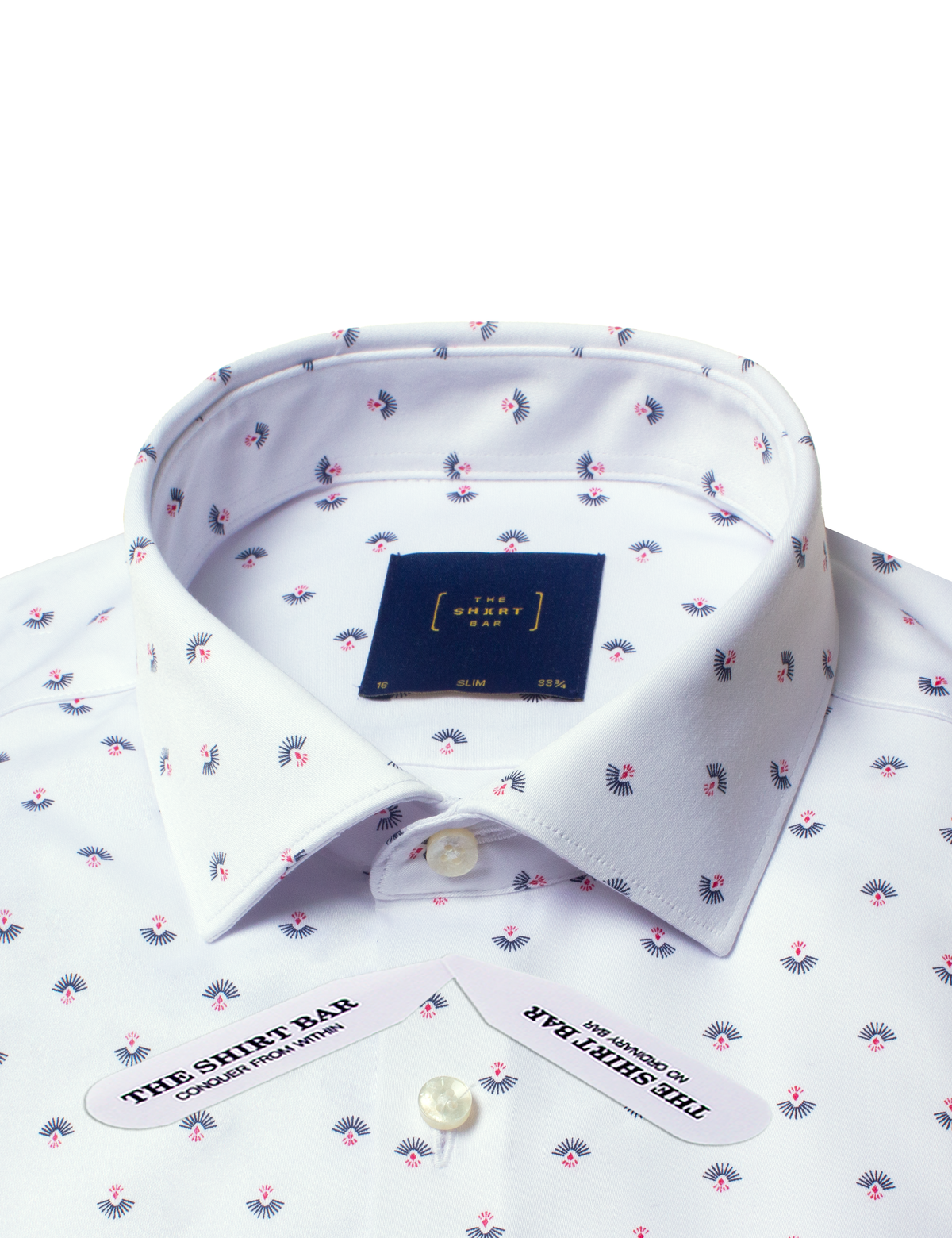 White Motif Print Eco-ol Bamboo Slim Fit Shirt