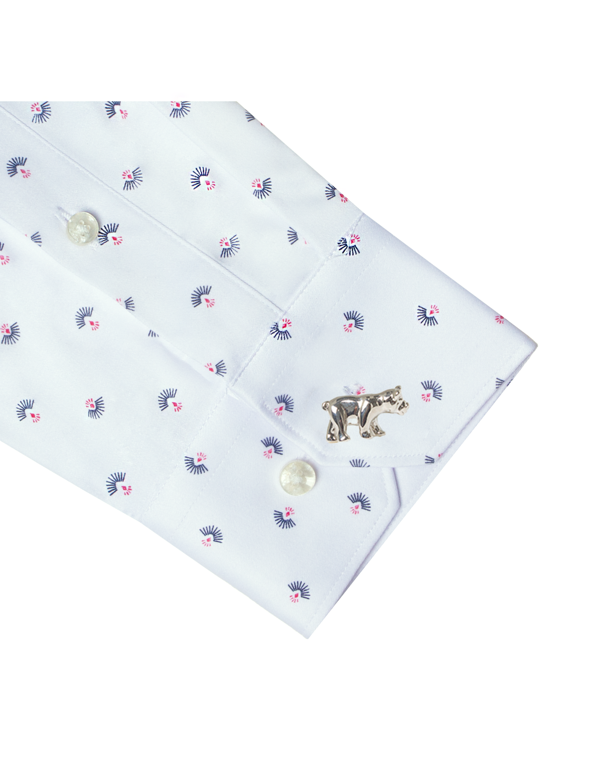 White Motif Print Eco-ol Bamboo Slim Fit Shirt