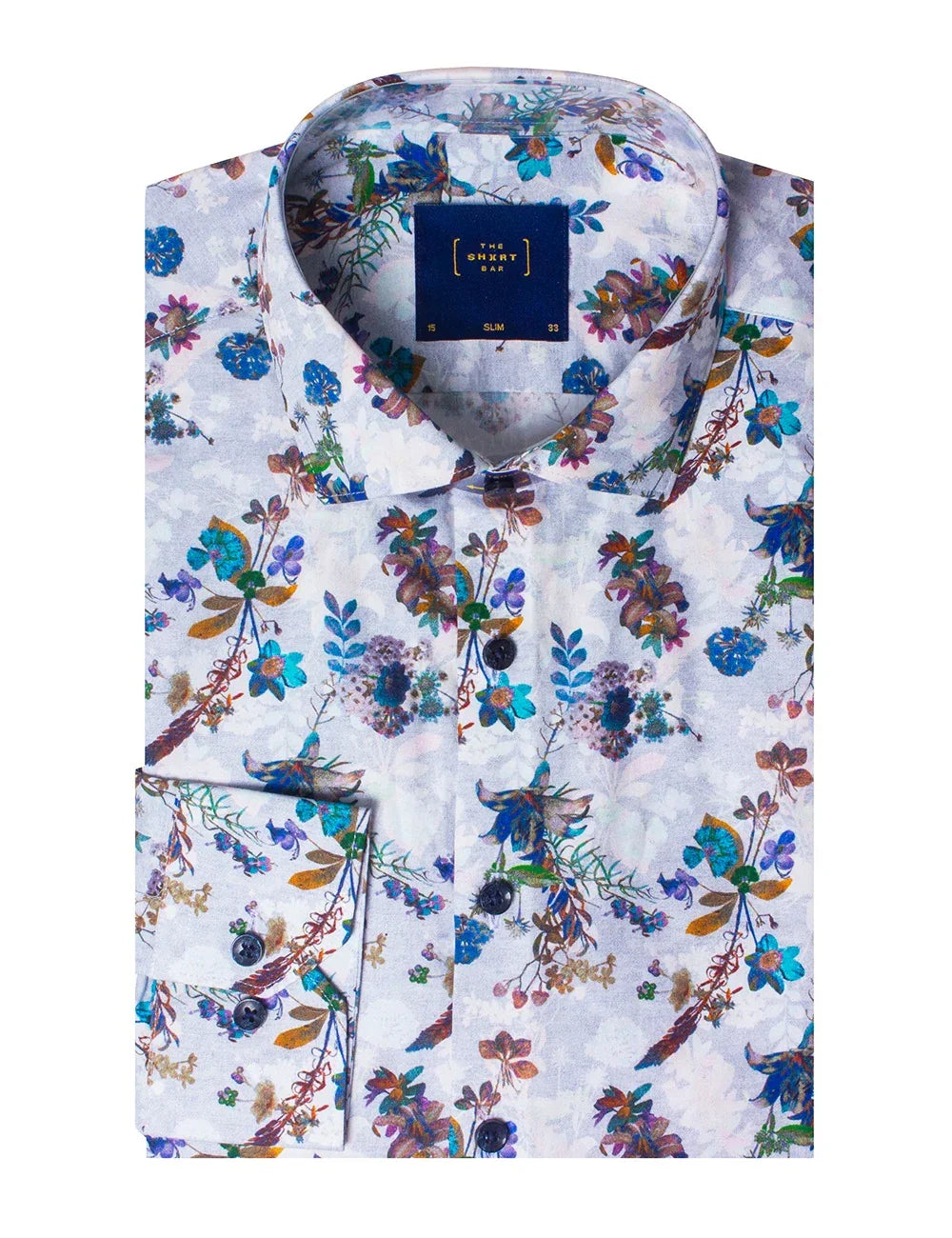 Multi-Coloured Garden Print Italian Fabric Slim Fit Silky Finish Shirt — The Shirt Bar