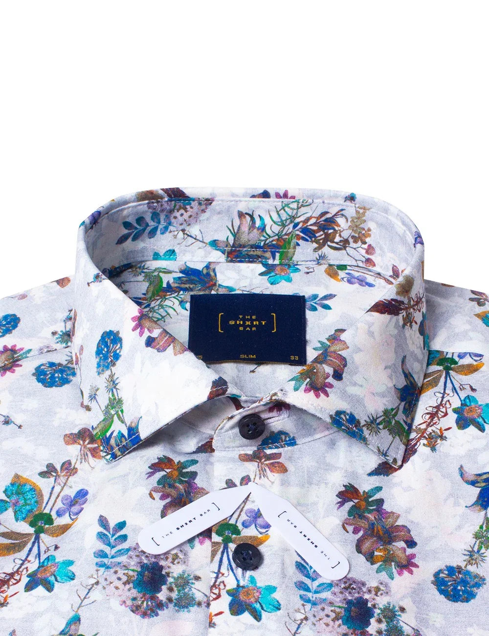 Multi-Coloured Garden Print Italian Fabric Slim Fit Silky Finish Shirt — The Shirt Bar