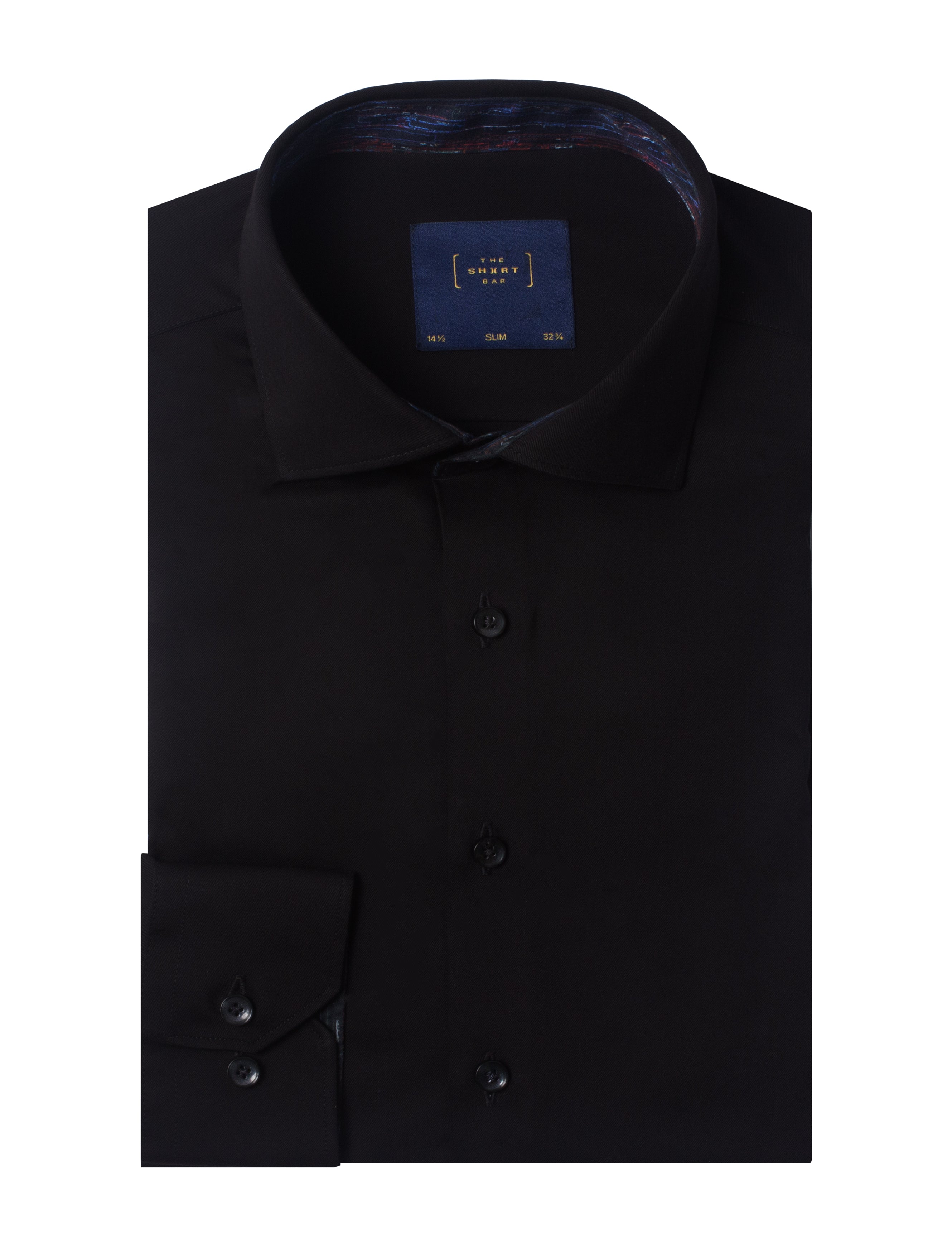 Black Eco-ol Bamboo Slim Fit Twill Stretch Shirt