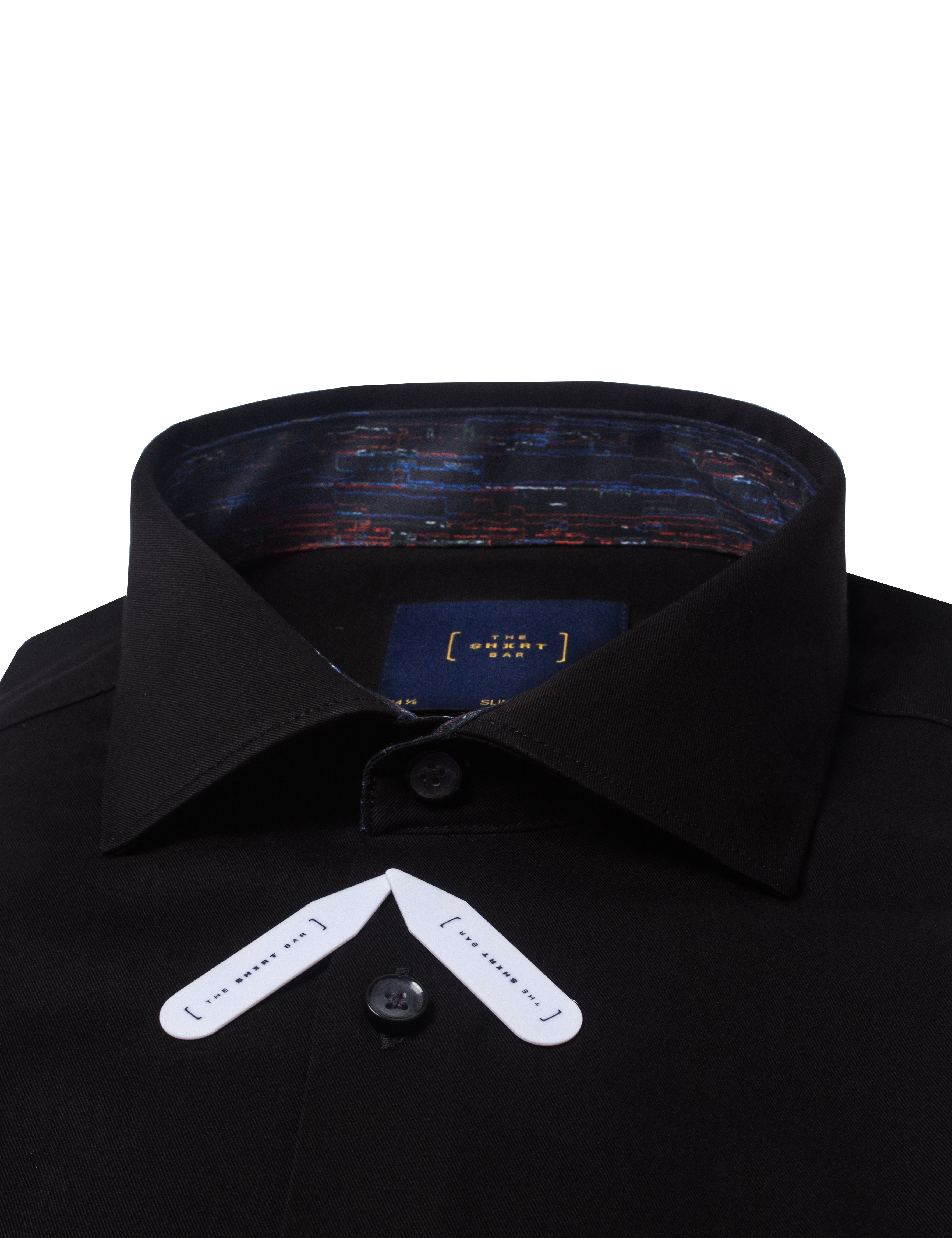 Black Eco-ol Bamboo Slim Fit Twill Stretch Shirt