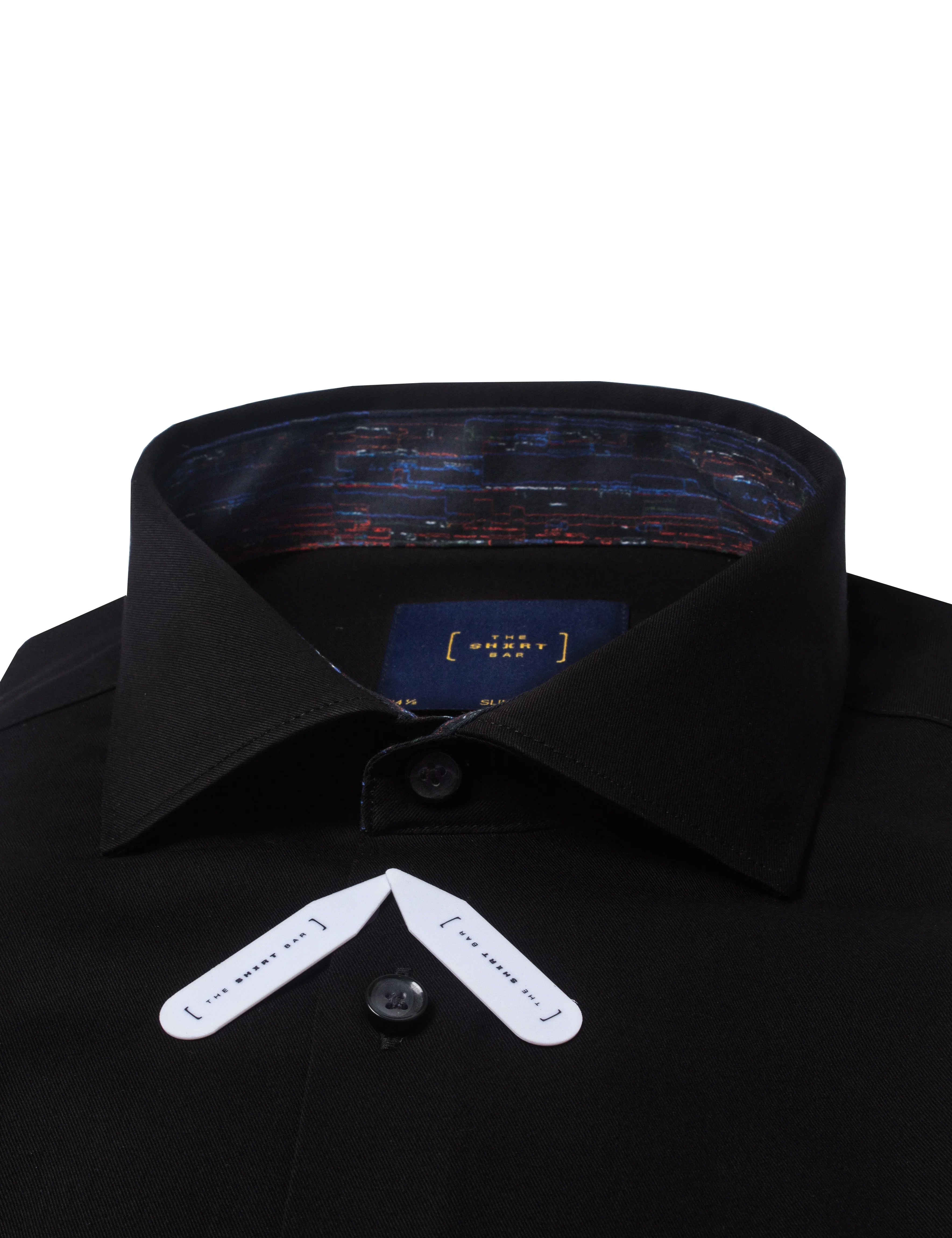Black Eco-ol Bamboo Slim Fit Twill Stretch Shirt — The Shirt Bar