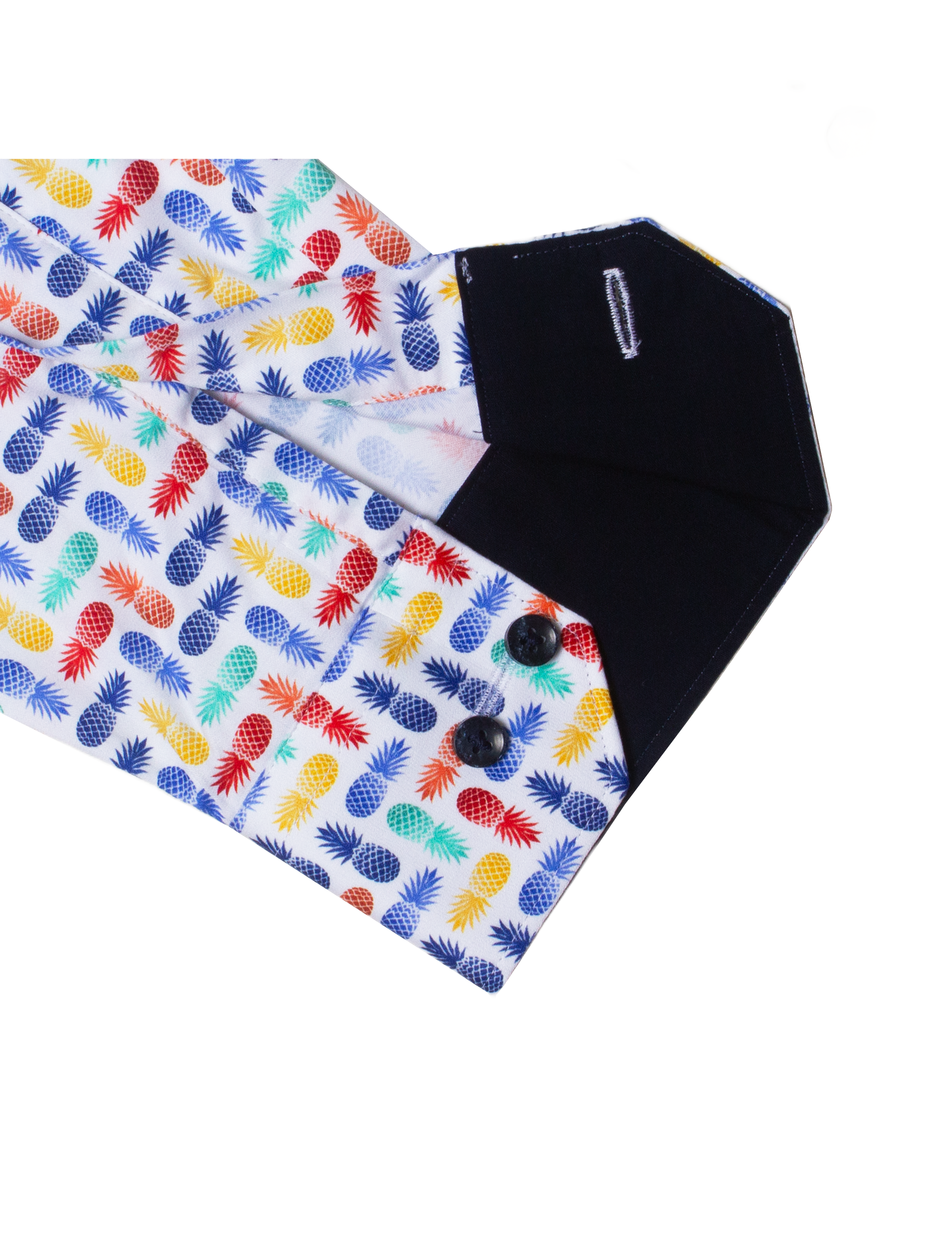 White with Multi-Colour Pineapple Print Silky Finish Slim Fit Shirt — The Shirt Bar