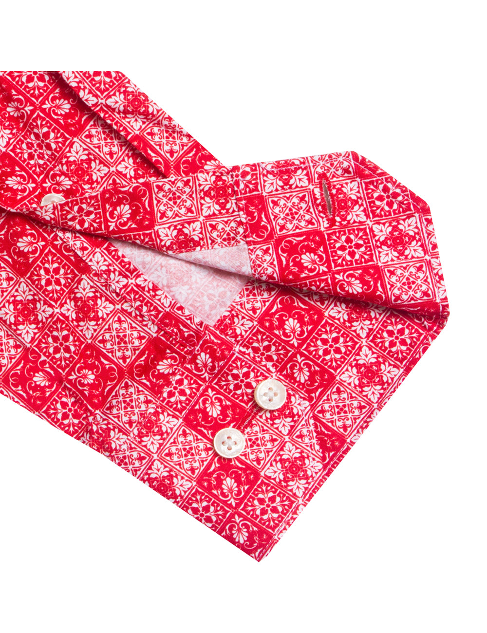 Red Peranakan Print Silky Finish Slim Fit Shirt — The Shirt Bar