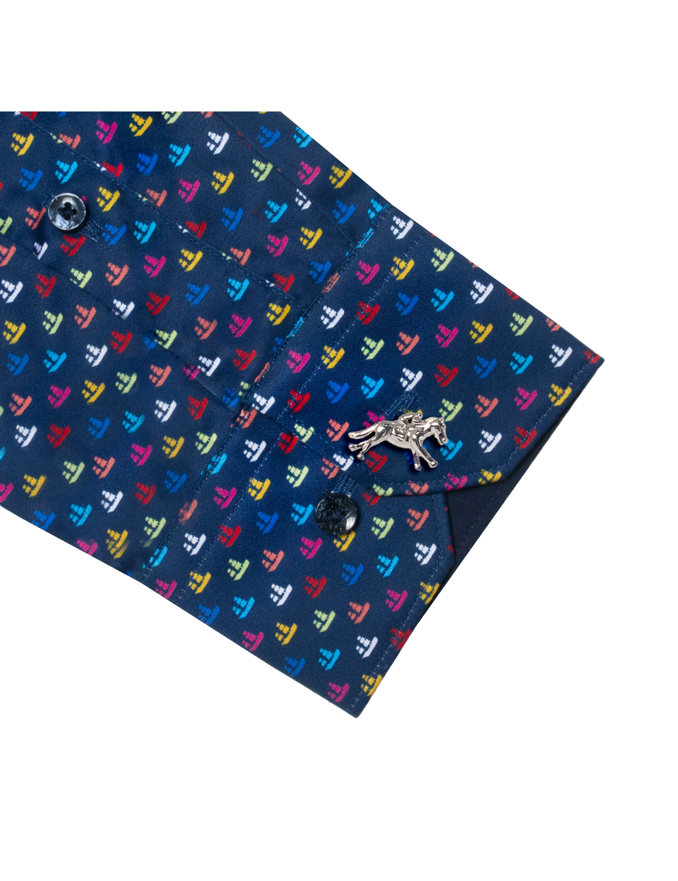 Navy Blue Junk Boat Print Silky Finish Slim Fit Shirt — The Shirt Bar