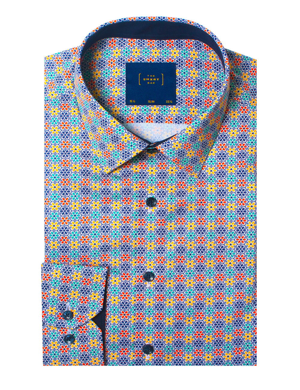 Multi-Colour Peranakan Print Silky Finish Slim Fit Shirt — The Shirt Bar