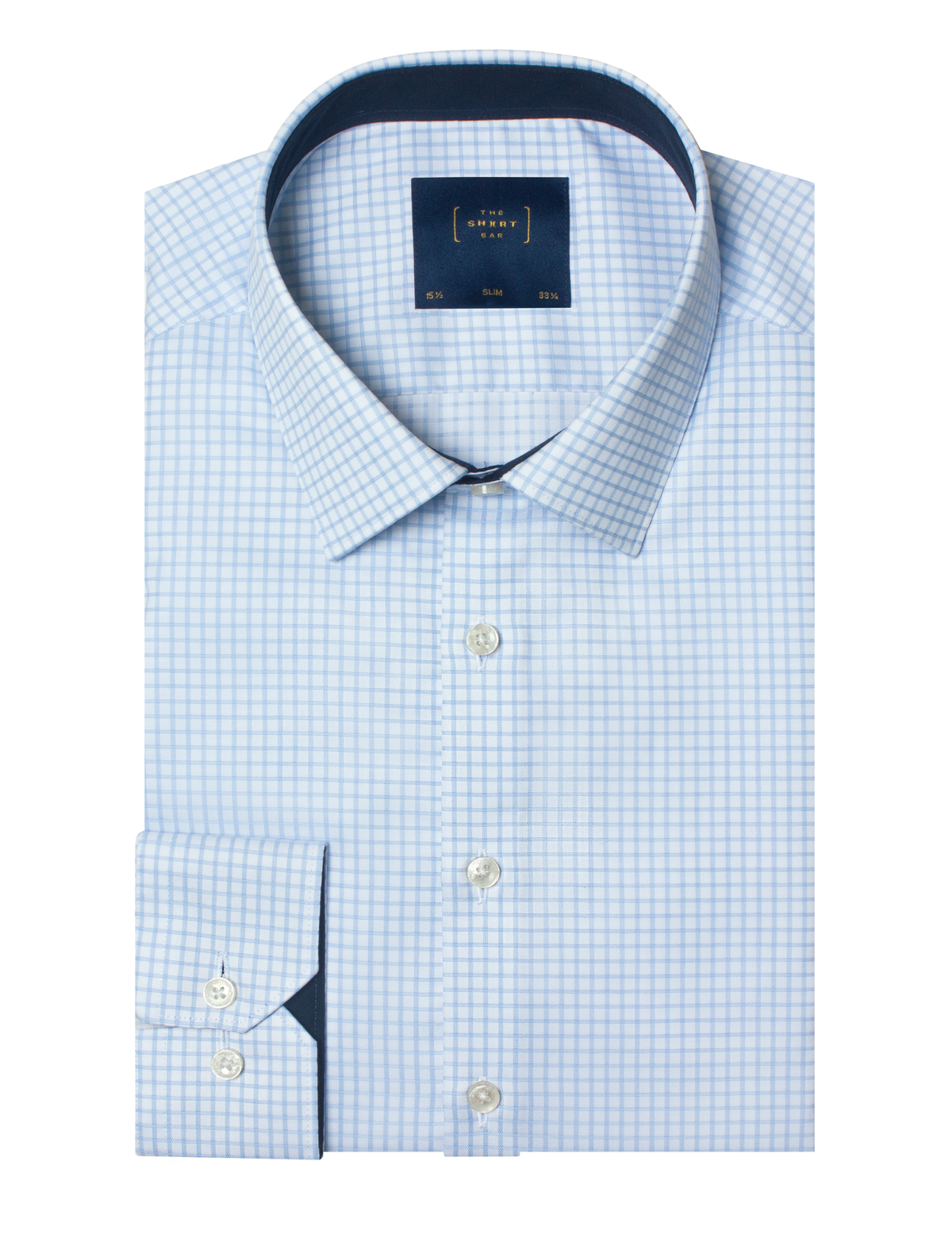White with Blue Checks Wrinkle Free 2-Ply Slim Fit Shirt