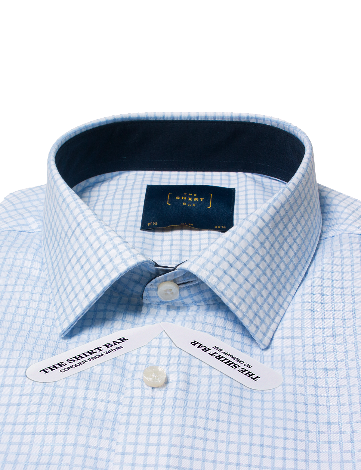 White with Blue Checks Wrinkle Free 2-Ply Slim Fit Shirt