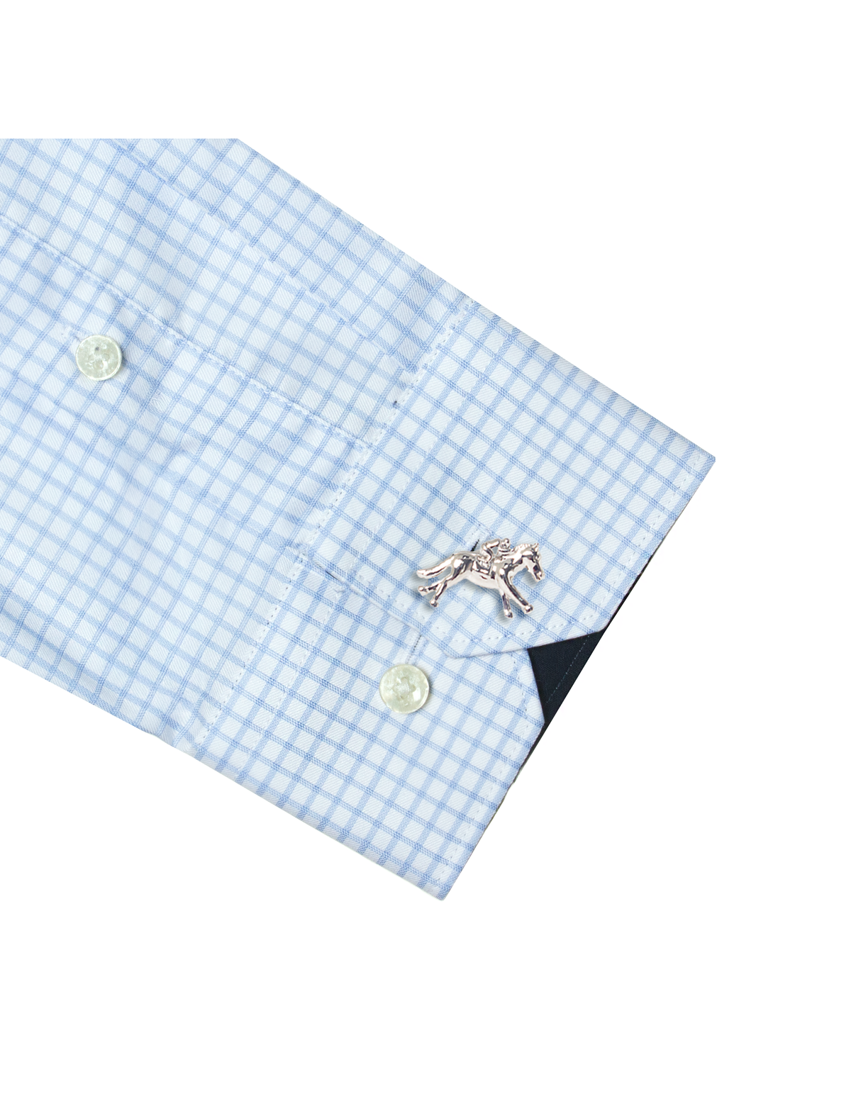 White with Blue Checks Wrinkle Free 2-Ply Slim Fit Shirt