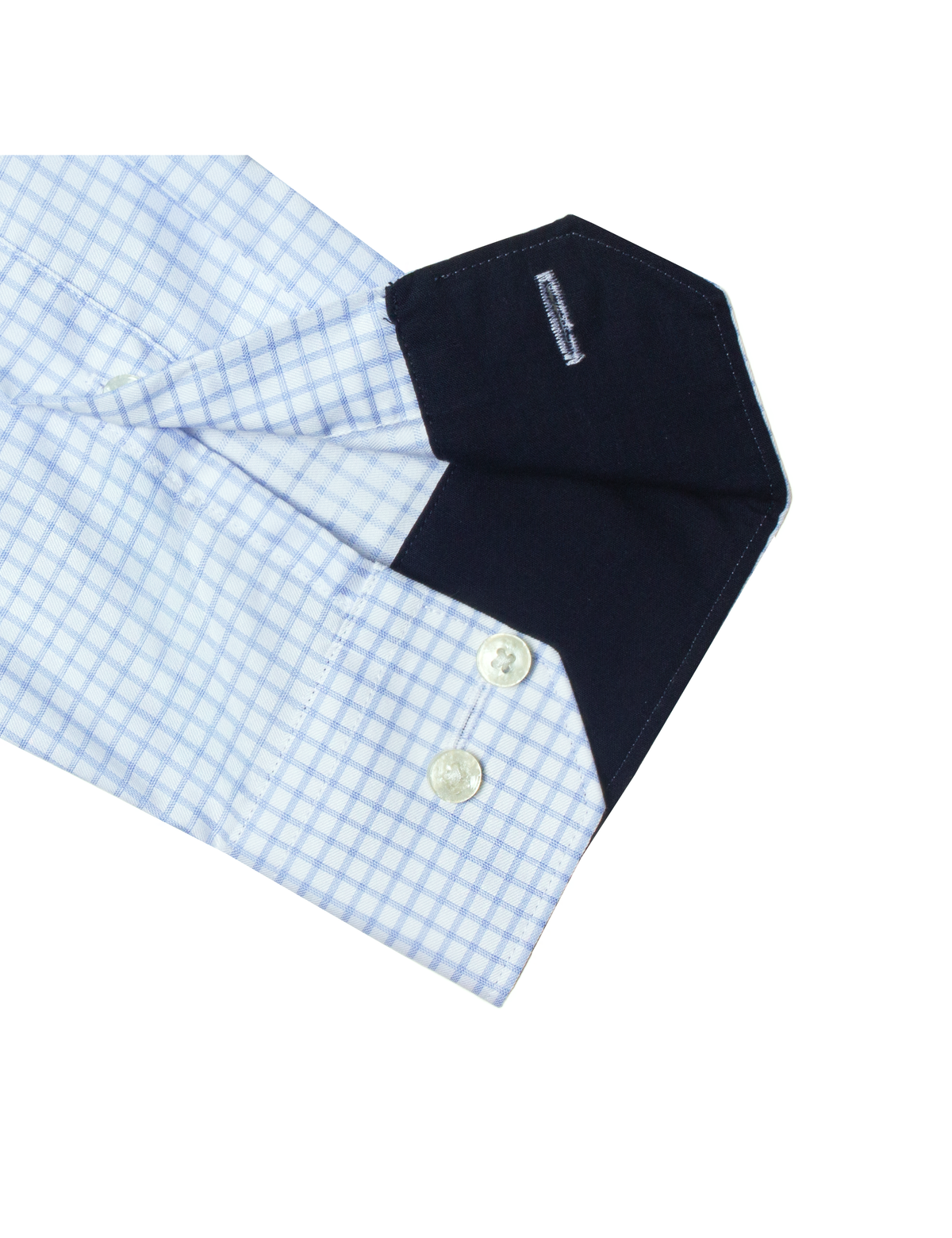 White with Blue Checks Wrinkle Free 2-Ply Slim Fit Shirt