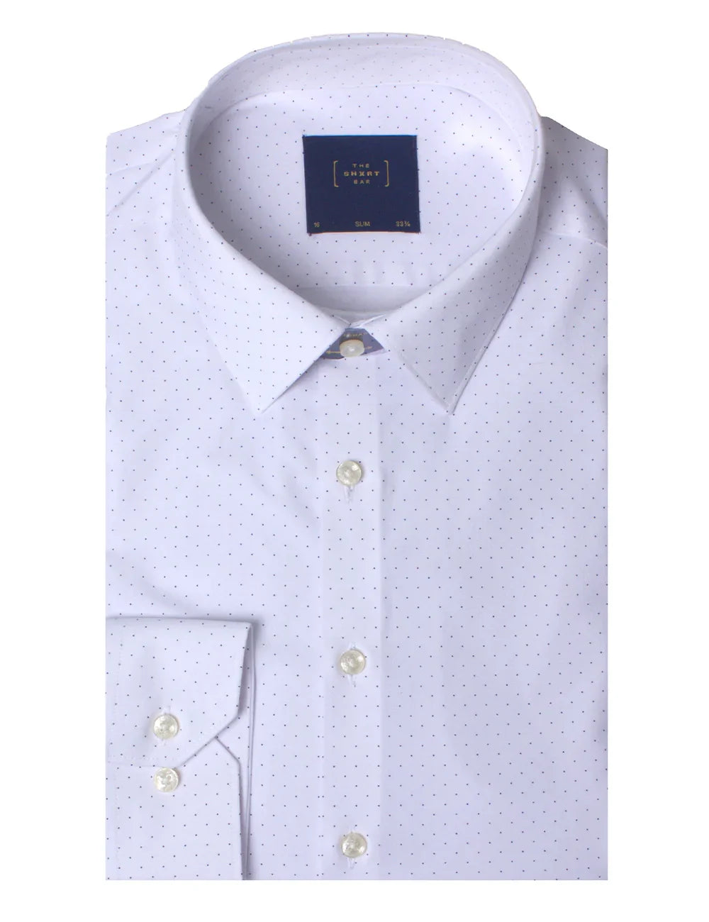 White with Black Polka Dots Print Eco-ol Bamboo Stretch Slim Fit Long Sleeve Shirt — The Shirt Bar
