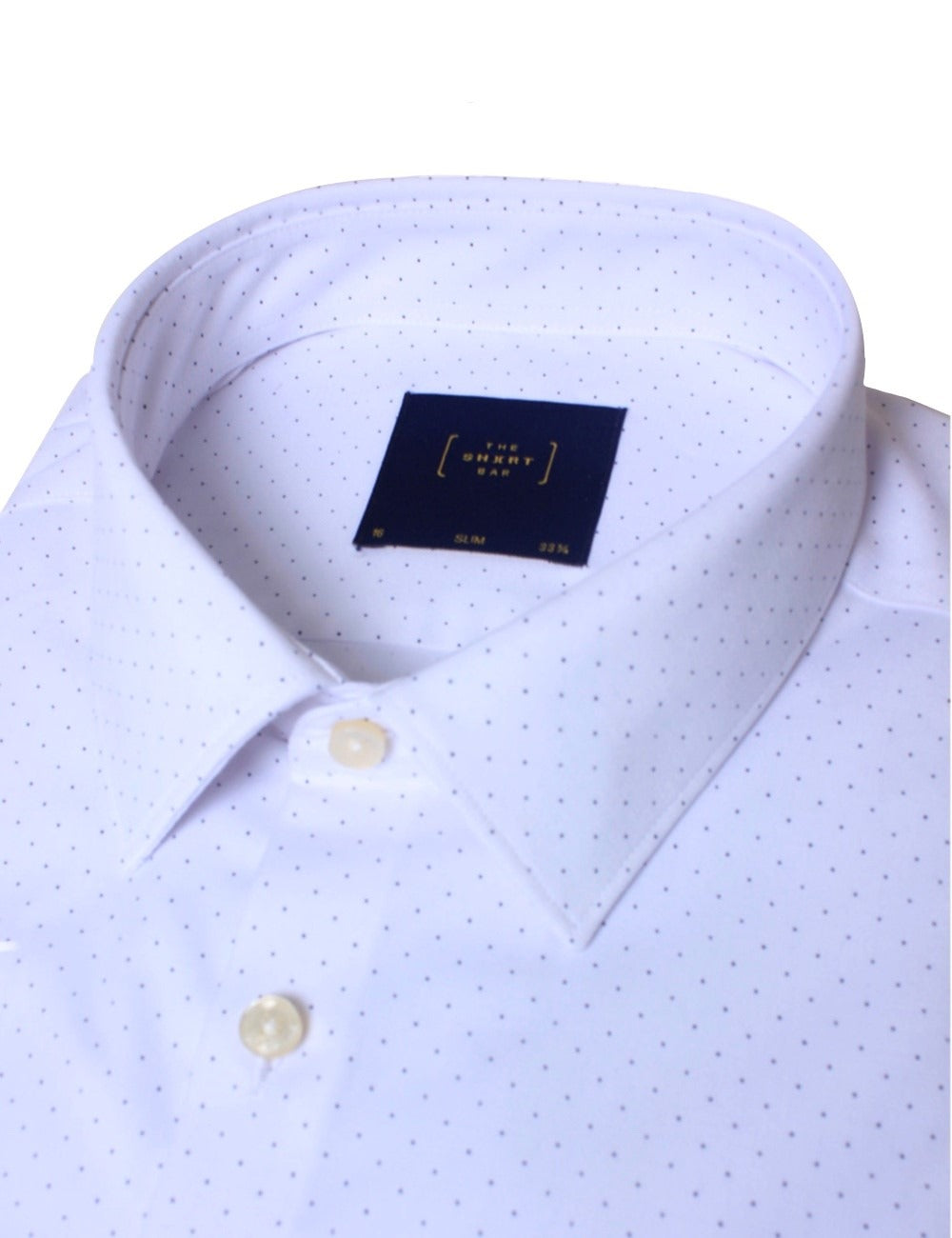 White with Black Polka Dots Print Eco-ol Bamboo Stretch Slim Fit Long Sleeve Shirt