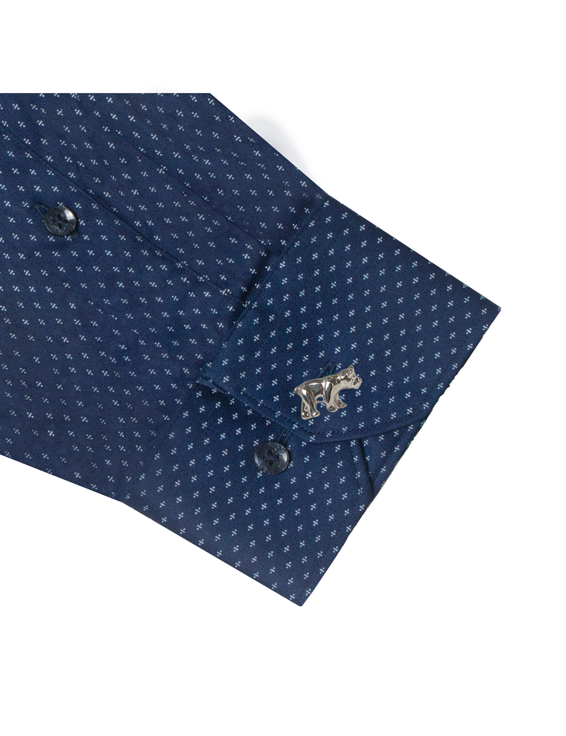 White Little Divide Grid Print Navy Blue Eco-ol Bamboo Slim Fit Shirt — The Shirt Bar